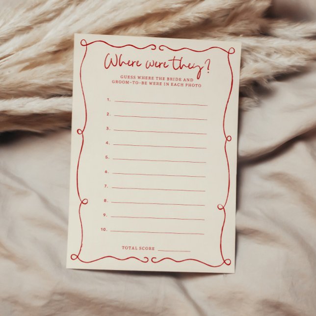 Rote Hand gezogen Wo waren sie Brautparty-Karte Einladung (Von Creator hochgeladen)