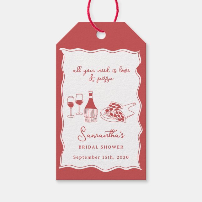 Rote Hand Italienische Pizza Brautparty Geschenkanhänger (Vorderseite)