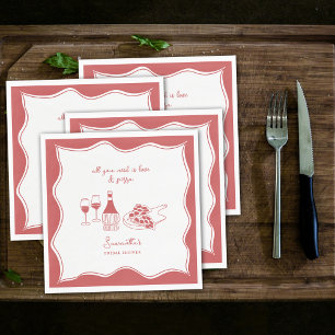 Rote Hand Italienische Pizza Brautparty Serviette