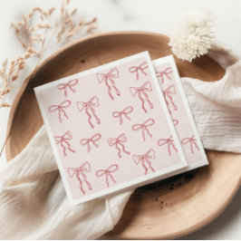 Rote handgezeichnete Boho-Schleifen Rosa Baby-Part Serviette