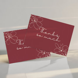 Rote handgezeichnete Wildblume "Vielen Dank" Dankeskarte