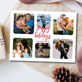 Rote Handschrift 6 Fotos Collage Happy Ferien Postkarte