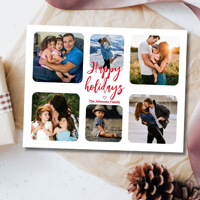 Rote Handschrift 6 Fotos Collage Happy Ferien Postkarte (Von Creator hochgeladen)