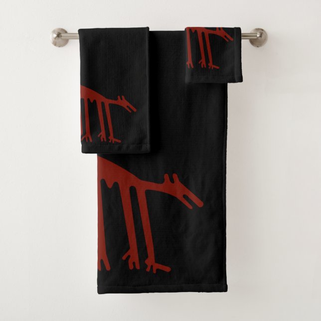 Rote Handtücher mit alten Tieren (Insitu)