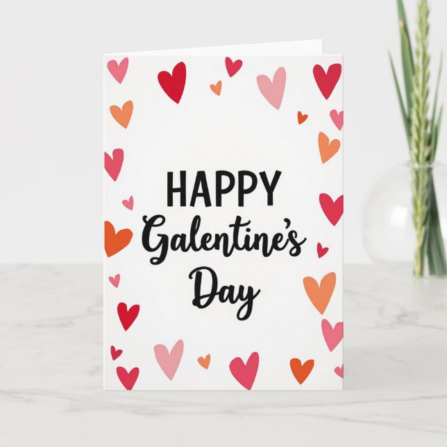 Rote Happy Galentines Day Karte (Vorderseite)