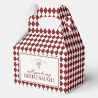Rote Harlekin-Karo-Brautjungfer-Vorschlagsbox