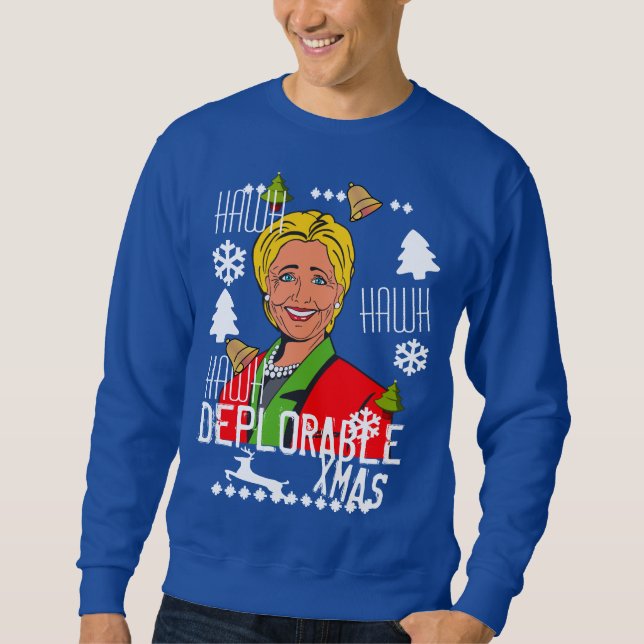 Rote hässliche Weihnachtsstrickjacke Hillary Sweatshirt (Vorderseite)