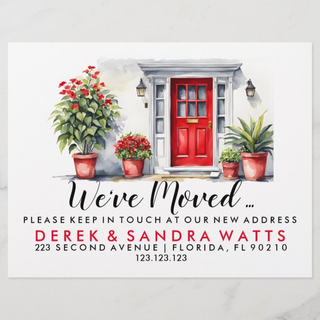 rote Haustür Änderung der Adresse, die wir umgezog Flyer (Vorne)