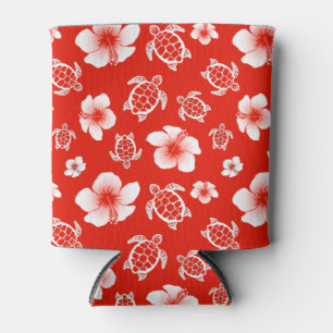 Rote Hawaiianische Schildkröten und Hibiskus Dosenkühler