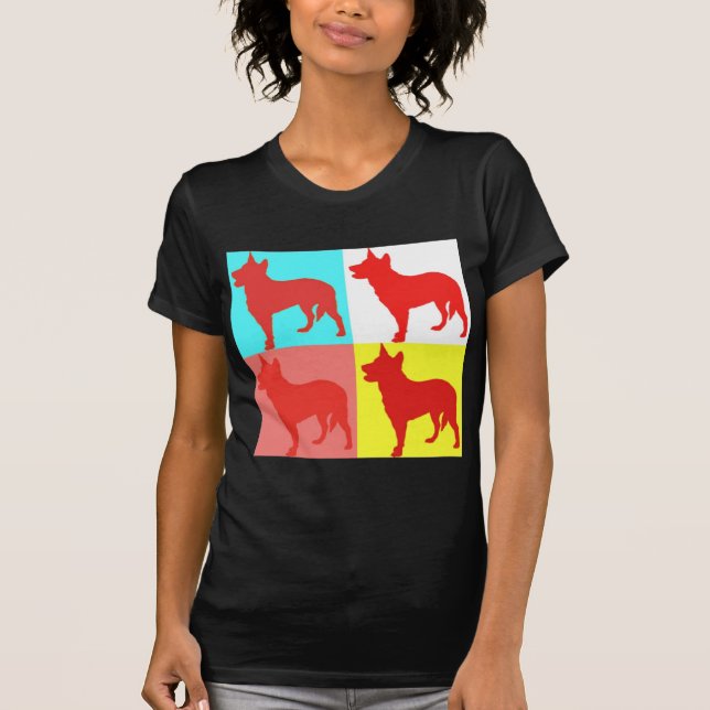 Rote Heelers Farbwand T-Shirt (Vorderseite)
