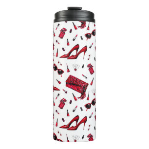 Rote Heelse, Modeaccessoires Muster. Thermosbecher