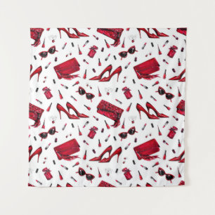 Rote Heelse, Modeaccessoires Muster. Wandteppich