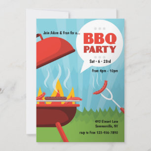 Rote heiße BBQ-Party-Einladung Einladung