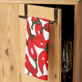Rote heiße Paprika scharf  Geschirrtuch