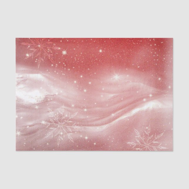 Rote heller Schnee-Landschaftsski-Berge Seidenpapier (Vorderseite)