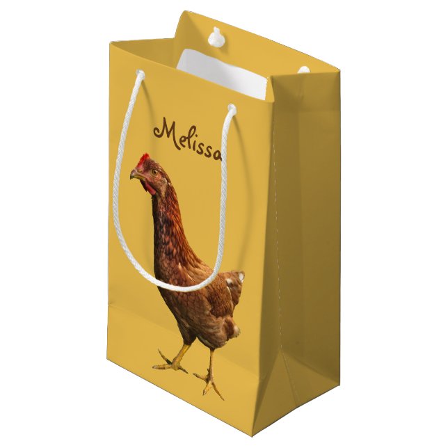 Rote Henne-Huhn-Geschenk-Tasche Kleine Geschenktüte (Vorderseite Schrägansicht)