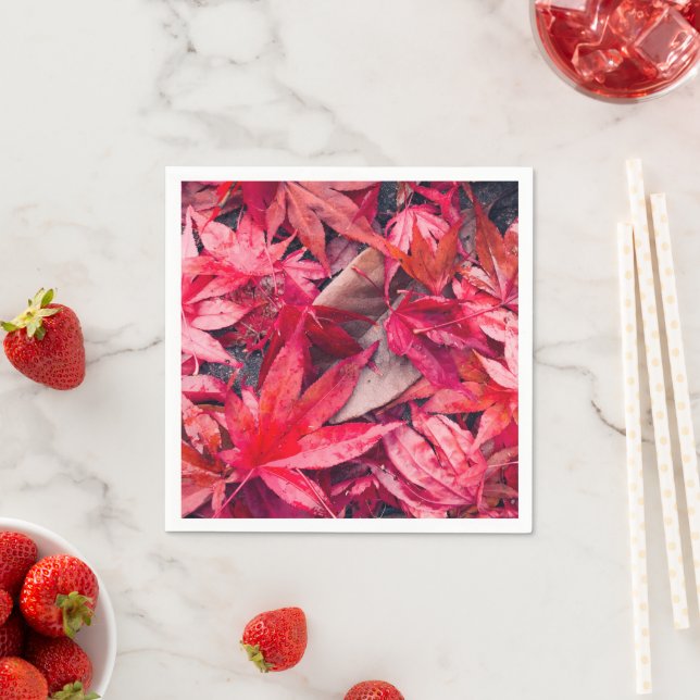 Rote Herbstblätter Serviette (Beispiel)