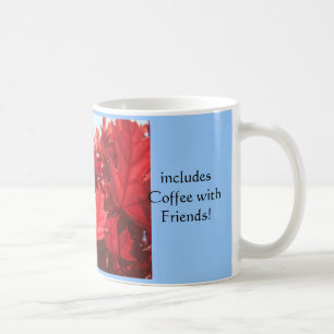 Rote Herbstblätter Tasse Bester Tag Kaffee Freunde