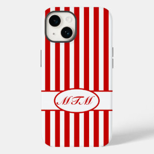 Rote herbstliche Streifen mit Monogramm Case-Mate iPhone Hülle
