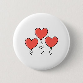 Rote Herz-Ballone Button