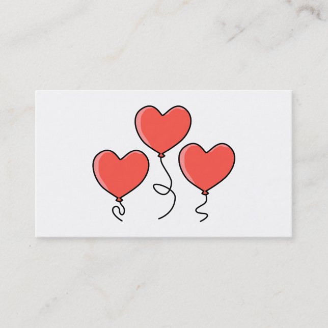 Rote Herz-Ballone Visitenkarte (Vorderseite)