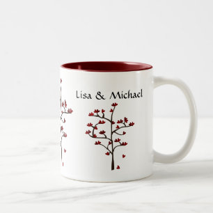 Rote Herz-Baum-Liebe-Tasse Zweifarbige Tasse