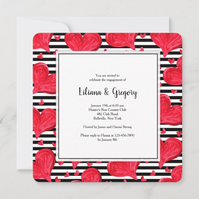 Rote Herz-Einladung Einladung (Vorderseite)