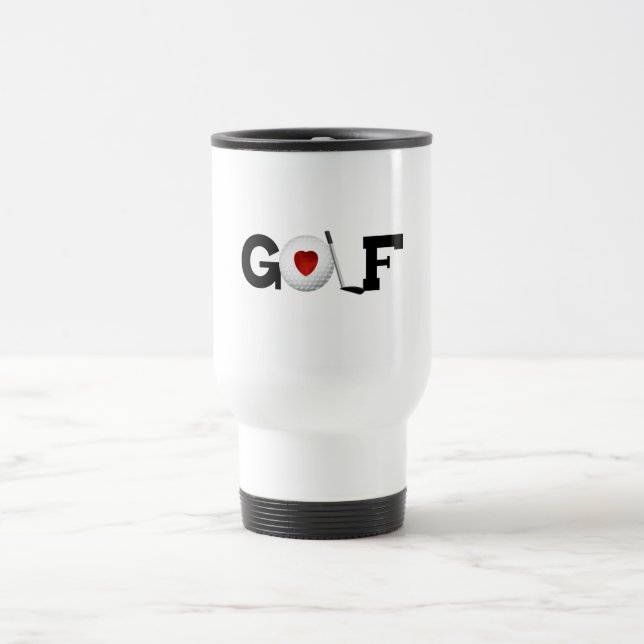 Rote Herz-Golf-T - Shirts und Geschenke Reisebecher (Mittel)