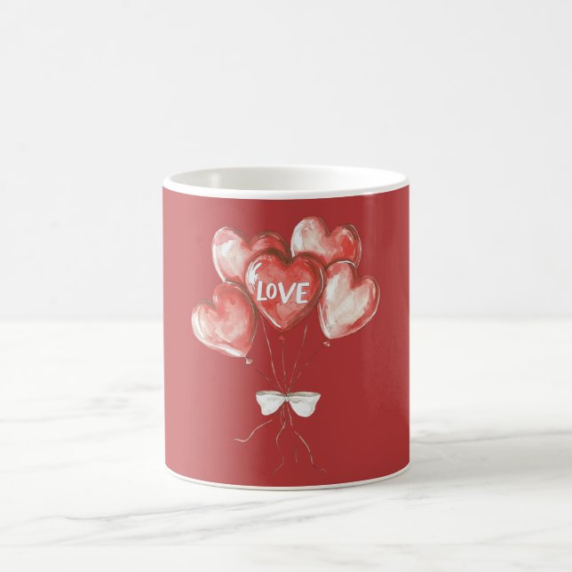 Rote Herz-Liebesballons Kaffeetasse (Mittel)