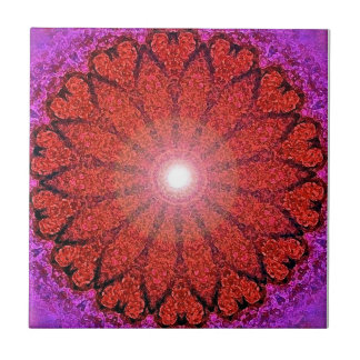 Rote Herz Mandala-Orignial Kunst durch Fliese