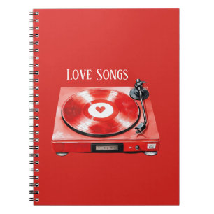Rote Herz Schallplatten Liebeslieder Notizblock