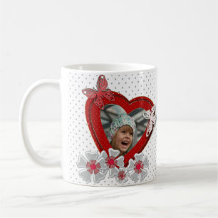 Rote Herz Schmetterlingsblumen Valentinstag Liebe Kaffeetasse