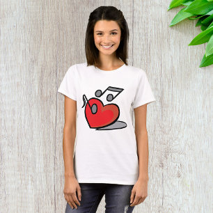 Rote Herz singende Musiknoten T-Shirt