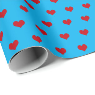rote Herzen auf Aqua-Packpapier Geschenkpapier