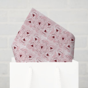 Rote Herzen auf einem Wirbel rosa Feld Seidenpapier