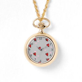 Rote Herzen auf grau Armbanduhr