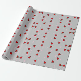 Rote Herzen auf grau Geschenkpapier