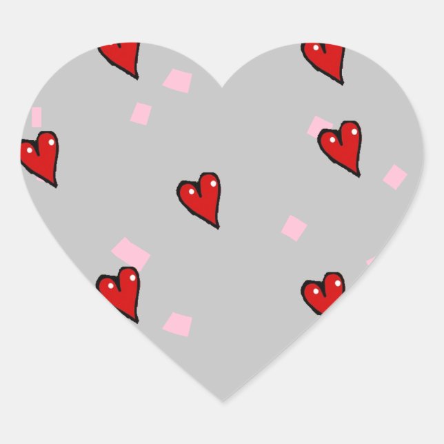 Rote Herzen auf grau Herz-Aufkleber (Vorderseite)