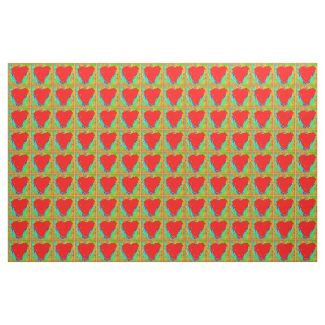rote Herzen auf Grün Stoff (Yard (91,4 cm))