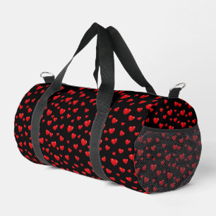 Rote Herzen auf schwarz Duffle Bag