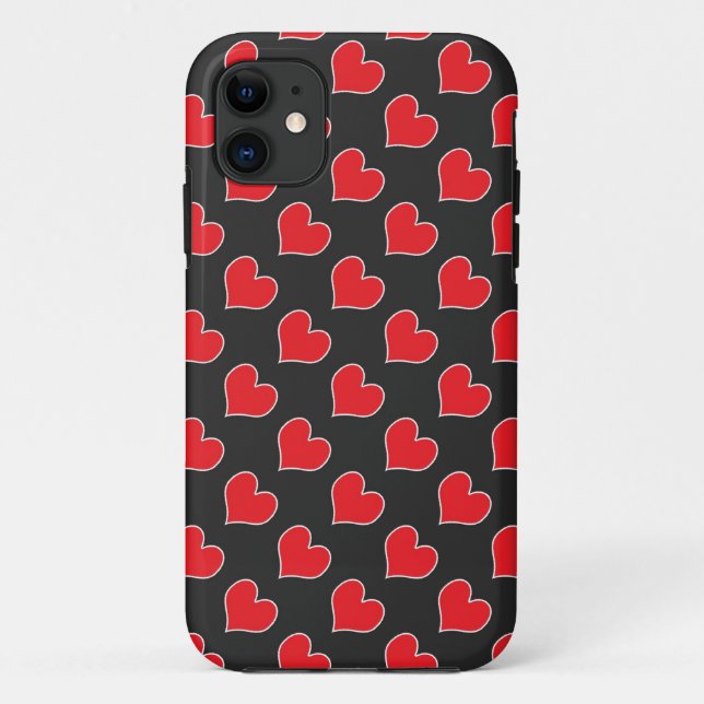 Rote Herzen auf schwarzen Muster iPhone 5 Fall Case-Mate iPhone Hülle (Rückseite)