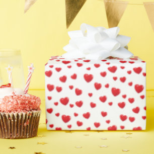 Rote Herzen auf Weiß Geschenkpapier
