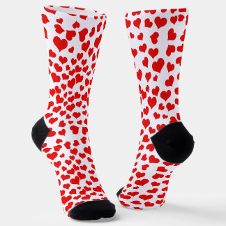 Rote Herzen auf Weiß Socken