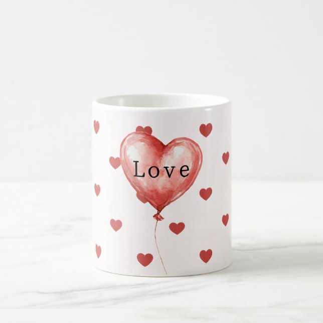 Rote Herzen Ballon  Kaffeetasse (Mittel)