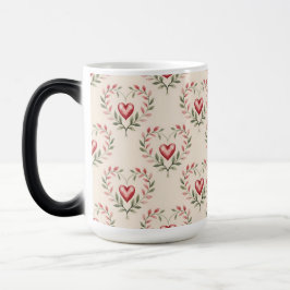 Rote Herzen Cream Morphing Tasse