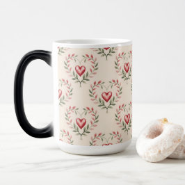 Rote Herzen Cream Morphing Tasse