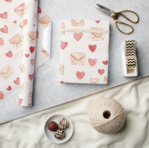 Rote Herzen Creme-Umschläge Liebe Geschenkpapier