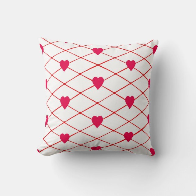 Rote Herzen Criss Cross Quilt Pattern Pillows Kissen (Vorderseite)