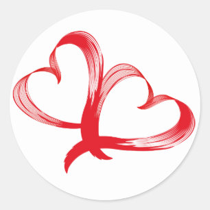 Rote Herzen Doppelverflochtene Liebe Aufkleber