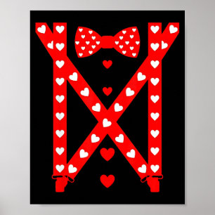 Rote Herzen Fliege Hosenträger Valentinstag Kostüm Poster